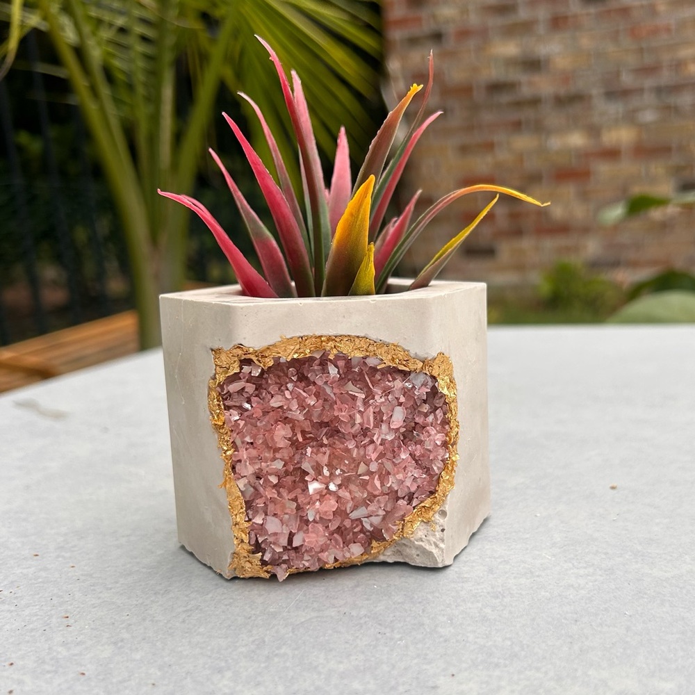 Pink Crystal Geode Planter